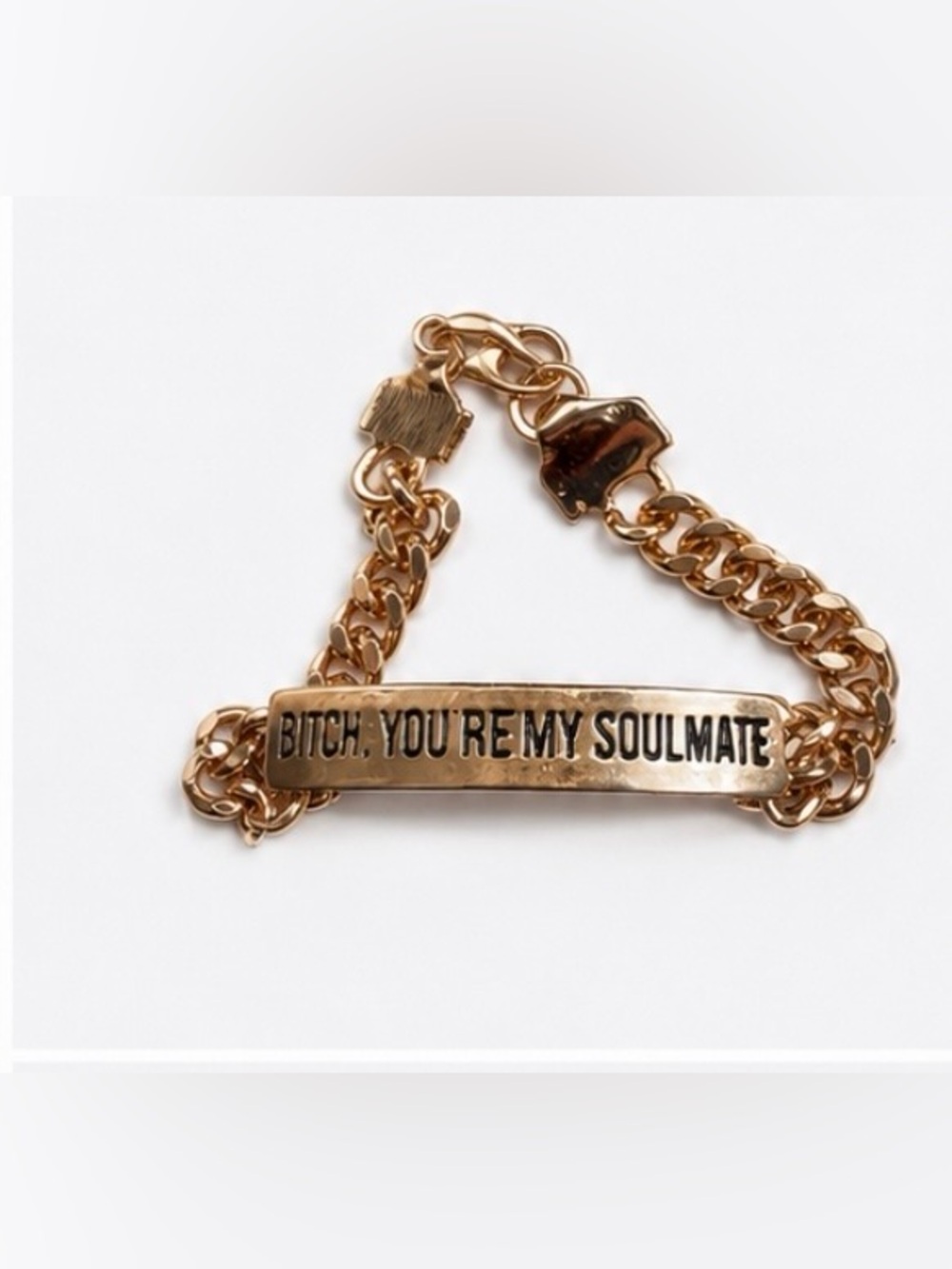 Gold-Tone "B, You're My Soulmate" Engraved ID Bracelet